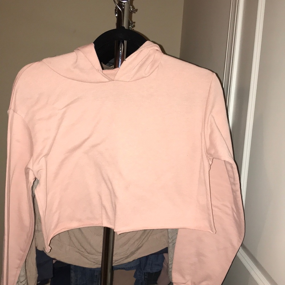 Forever 21 Pink Crop Hoodie Womens